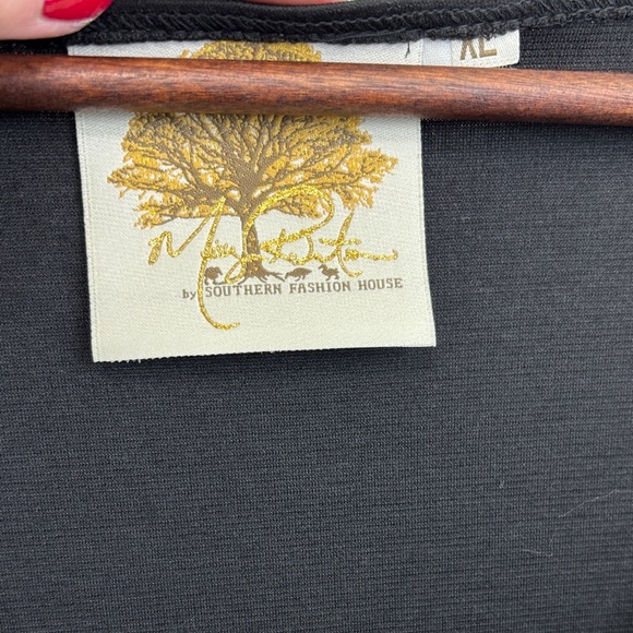 Southern Fashion House Elegant Black Long Sleeve Dress with Fringe - Picture 3 of 4